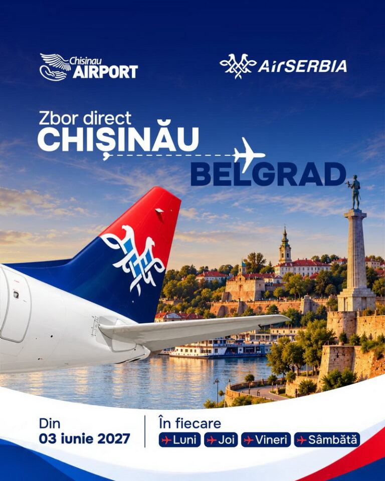 Aeroportul Internațional Chișinău anunță lansarea în premieră a zborurilor directe către Belgrad de compania Air Serbia