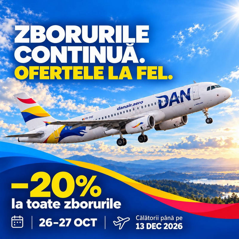 DAN Air: ,,Zburăm mai departe și venim cu 20% reducere”