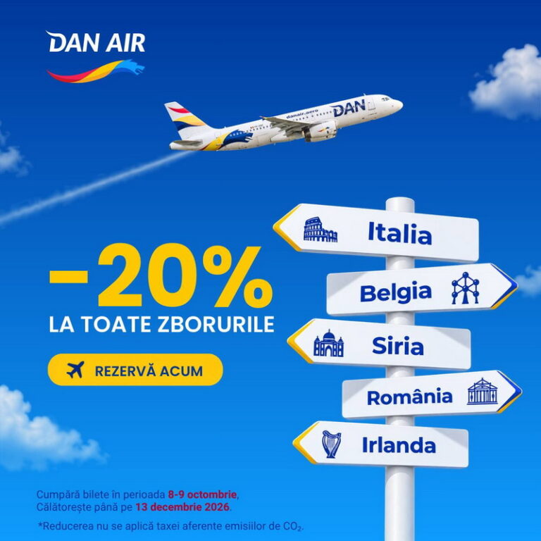 DAN Air: ,,Oriunde arată indicatorul, e cu 20 % mai ieftin”